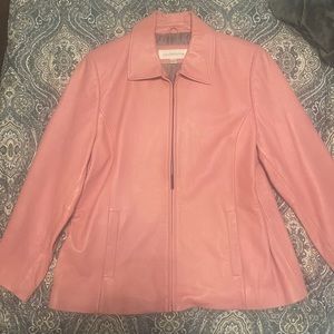 Liz Claiborne Rare color pink leather jacket XL